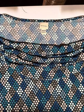 Merona Blue, Teal and White Cowl Neck Blouse